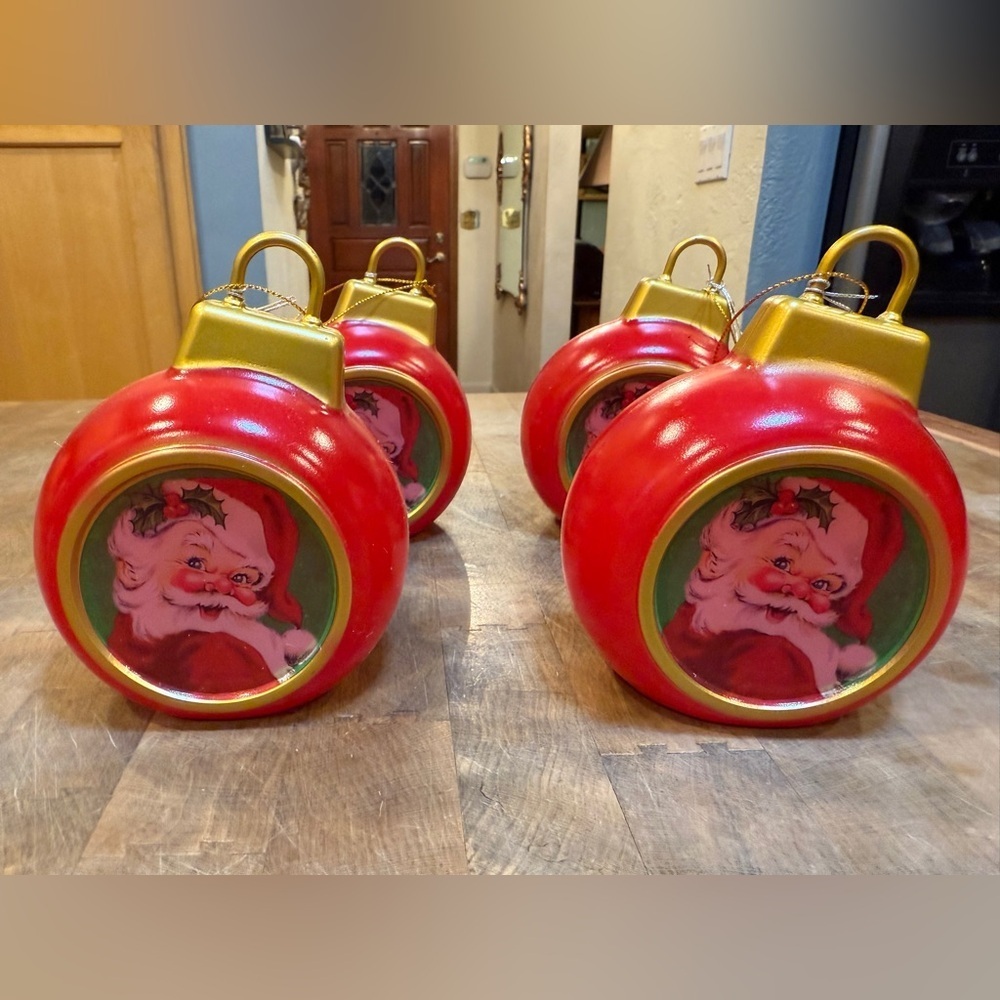 5” Retro Blow Molds Lighted Red Santa Ornaments Mr. Christmas Mini Blow Molds 4